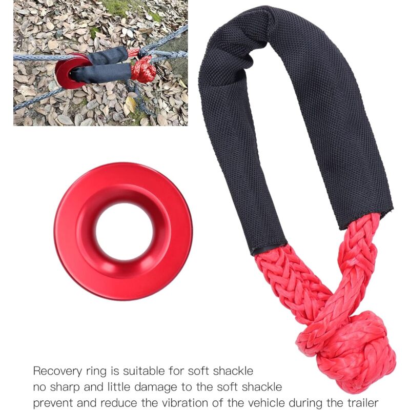 Recovery Ring Set, Safe Synthetic Soft Shackle ROpe High Strength Anti-Rust For Atv For Truck For Car(Red) V1188-MS-227-2743