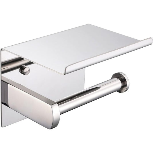 Toilet Paper Holder, Sus 304 Stainless Steel, Polished Chrome, Modern Toilet Paper Holder With Phone Shelf, V1188-MS-227-2748