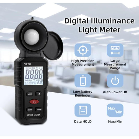 Digital Lux Meter, Light Measurement With 0.1-200,000 Lux, Portable Digital Ambient Light Meter Range Up To V1188-MS-227-2753