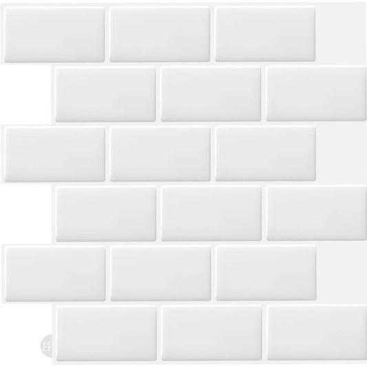 10 pcs White 3D Wall Tile Sticker Kitchen Bathroom (30.5X 30.5Cm) V1188-MS-227-2757