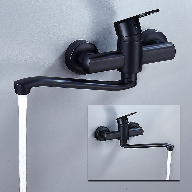 Single Handle Kitchen Faucet Wall Mounted High Quality Brass Body Black Projection 200Mm(G1/2) V1188-MS-227-2759