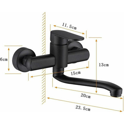 Single Handle Kitchen Faucet Wall Mounted High Quality Brass Body Black Projection 200Mm(G1/2) V1188-MS-227-2759