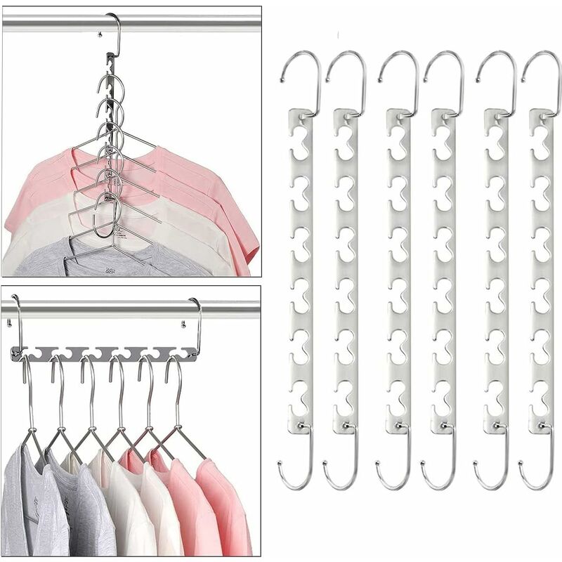 Space Saving Hangers, Magic Metal Hangers Stainless Steel Non-Slip, Multifunctional Space Saving Hanger V1188-MS-227-2764