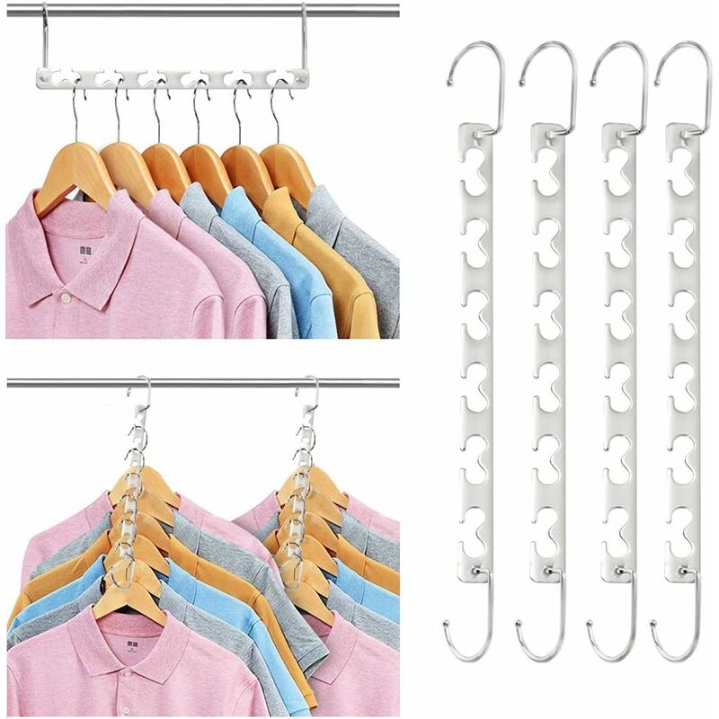 Space Saving Hangers, Magic Metal Hangers Stainless Steel Non-Slip, Multifunctional Space Saving Hanger V1188-MS-227-2764