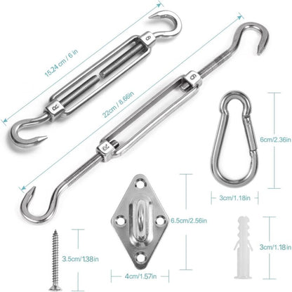 M6 Shade Sail Fixing Kit, Stainless Steel Sun Shade Sail Fixing Kit For Triangle And Square, Rectangle, Sun V1188-MS-227-2774