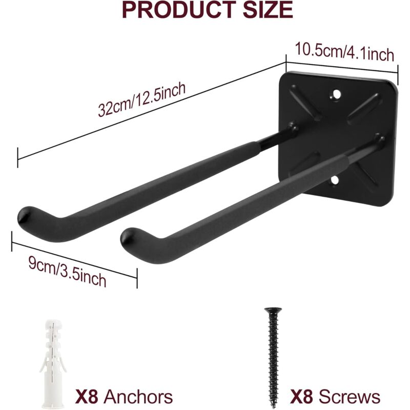 Garage Hooks, Wall Mounted Coat Rack, Shed Organizer, Heavy Duty Tool Organizer, Garage Storage Utility Hooks V1188-MS-227-2775
