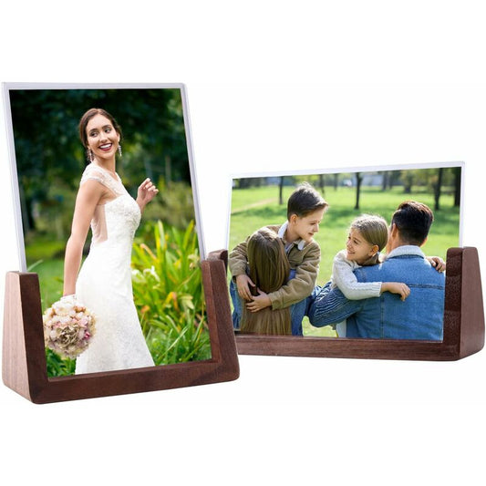 6 Inch Photo Frames 2 pcs Set, Wooden And Acrylic Glass Picture Frame For Tabletop Home Decor V1188-MS-227-2776