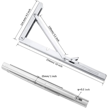 250Mm Folding Wall Shelf, 2 pcs Stainless Steel Folding Bracket, Garage Shelf Support Frame, Heavy Duty V1188-MS-227-2783