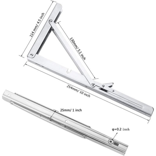 250Mm Folding Wall Shelf, 2 pcs Stainless Steel Folding Bracket, Garage Shelf Support Frame, Heavy Duty V1188-MS-227-2783
