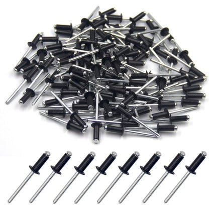 100 pcs 4.8 X 12Mm Aluminum Blind Rivets, Open End Rivets, Pop Rivets, Pack Of 100 (Black) V1188-MS-227-2786