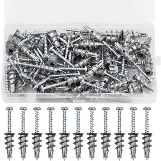 100 pcs Zinc Alloy Expansion Screw Set Combination 50 pcs Screws And 50 pcs Anchors - Metal Self-Drilling - V1188-MS-227-2788