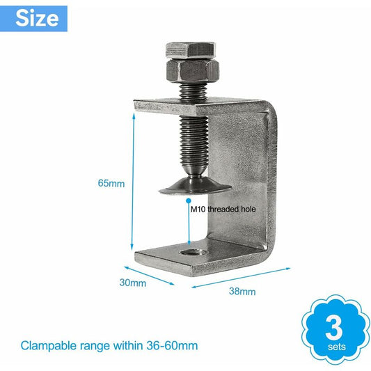 3 pcs 65Mm Heavy Duty 304 Stainless Steel C-Clamps, For Clamps, Pliers And Turnbuckles, Woodworking Tools, V1188-MS-227-2791