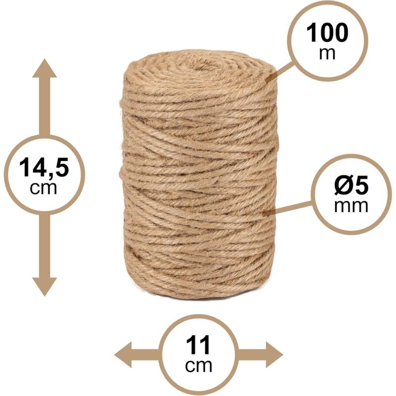 Natural Jute Twine 5Mm +/-100 M La Cordeline Cjn33, Natural V1188-MS-227-2798