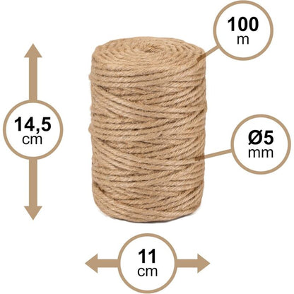 Natural Jute Twine 5Mm +/-100 M La Cordeline Cjn33, Natural V1188-MS-227-2798