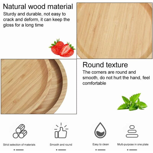 2 Piece Bamboo Saucers 20Cm ROund Bamboo Tray Bamboo Plant Saucer ROund Serving Tray Wooden Flower Pot Saucer V1188-MS-227-2800
