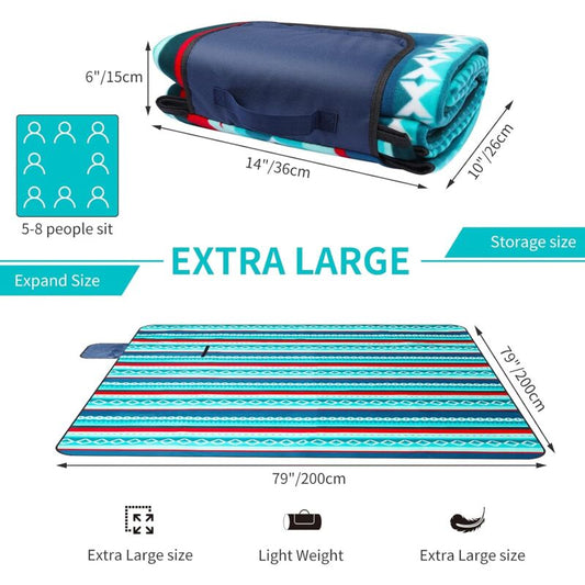 Waterproof Picnic Blanket 200 X 200Cm - Outdoor Picnic Blanket - Insulated Fleece Picnic Mat - Large Picnic V1188-MS-227-2802