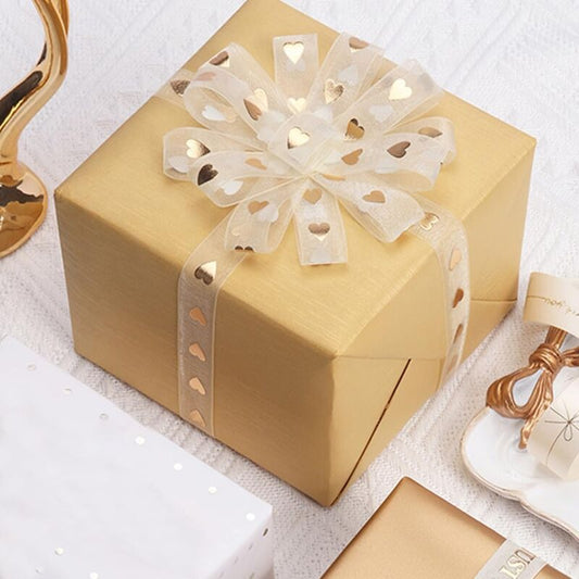 2 Volumes Gold Ribbon Satin Ribbon 1.6Cm X 9M Suitable For Gift Ribbons Wedding Decoration Ribbons Home V1188-MS-227-2809