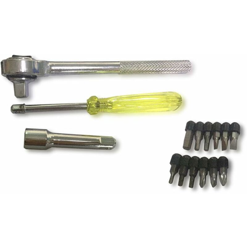 50 pcs 1/4" 3/8" Socket Wrench Set With Reversible Ratchet Handle Drive 12 pcs Hexagon Screw Bits With Case V1188-MS-227-2824
