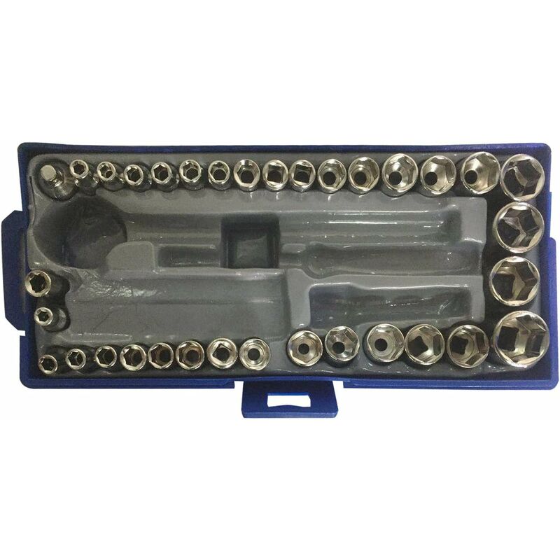 50 pcs 1/4" 3/8" Socket Wrench Set With Reversible Ratchet Handle Drive 12 pcs Hexagon Screw Bits With Case V1188-MS-227-2824
