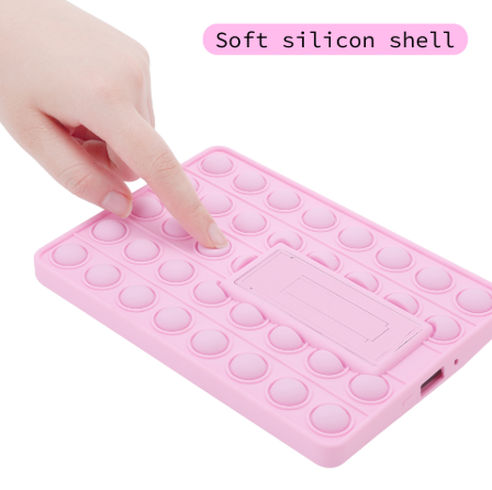 Pop It Fidget Case for Kindle Paperwhite 5 (6.8") - Rainbow Silicone Protective Cover with Stand, Pink V1188-MS-305-023