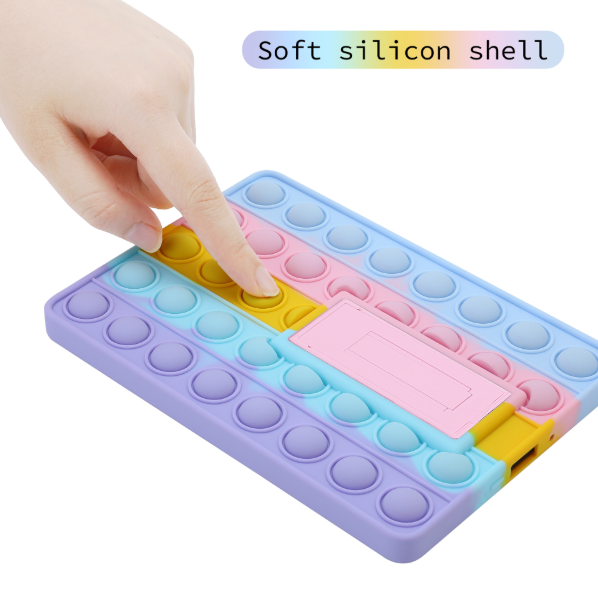 Pop It Fidget Case for Kindle Paperwhite 5 (6.8") - Rainbow Silicone Protective Cover with Stand, Multicolored V1188-MS-305-024