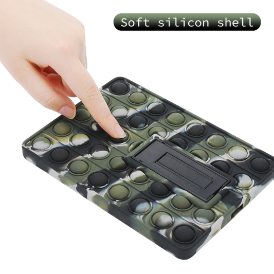 Pop It Fidget Case for Kindle Paperwhite 5 (6.8") - Rainbow Silicone Protective Cover with Stand, Camouflage V1188-MS-305-025