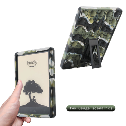 Pop It Fidget Case for Kindle Paperwhite 5 (6.8") - Rainbow Silicone Protective Cover with Stand, Camouflage V1188-MS-305-025