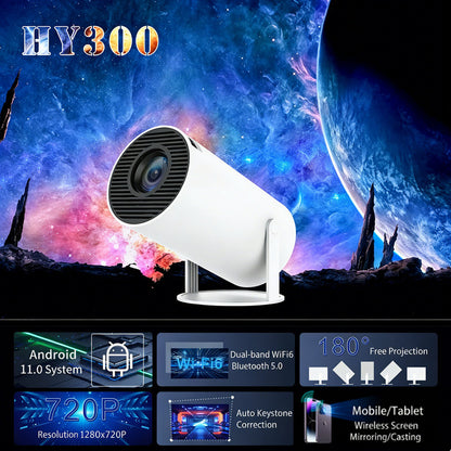 HY300PRO Mini Projector with WiFi and Bluetooth, Portable Projector 720p Support, Auto Keystone, 180 Degree V1188-MS-305-030