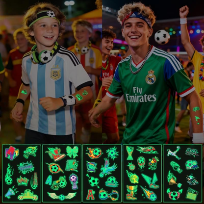 2026 World Cup Glow in the Dark Face Tattoos Waterproof Sweatproof Temporary Stickers 10 Sheets V1188-MS-305-031