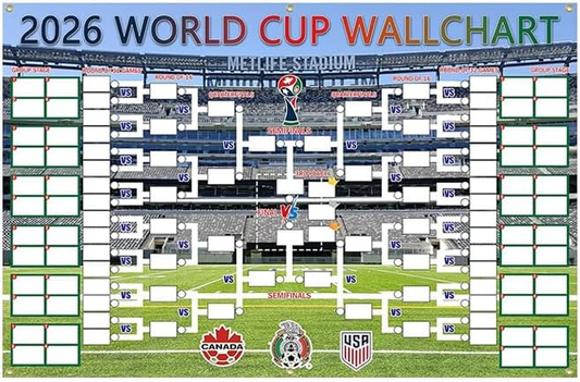 2-in-1 Polyester fabric 2026 Soccer World Cup Poster, 56 * 35 Inch Large Functional Schedule & 48-Team V1188-MS-305-032