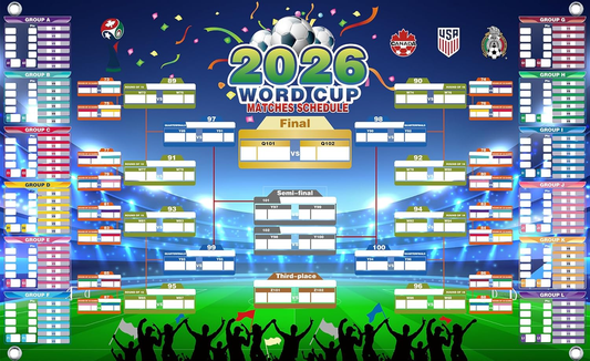 2026 World Cup Wall Chart Poster - 48 Team Tournament Schedule Tracker on Premium Waterproof Oxford Fabric V1188-MS-305-034