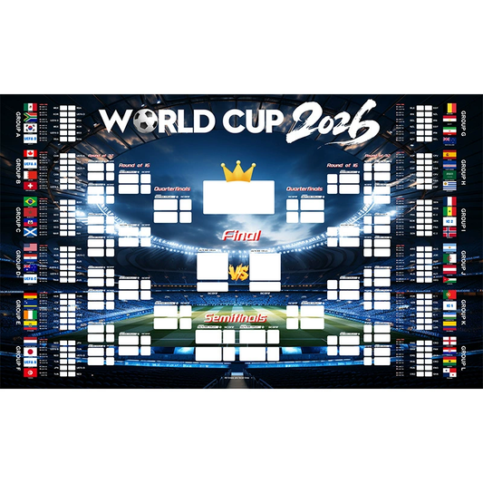 2026 World Cup Wall Chart Poster - 48 Team Tournament Schedule Tracker on Premium Waterproof Polyester Fabric V1188-MS-306-001