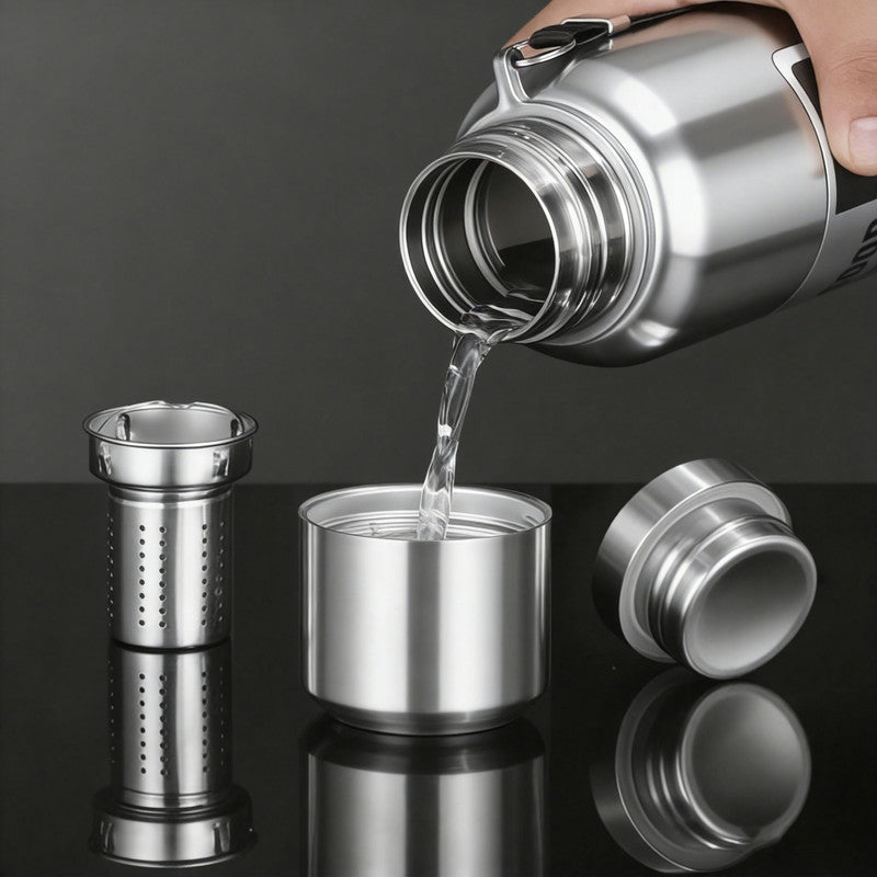 Antibacterial 316 Stainless Steel Vacuum Flask 600ml | Tea Infuser & Insulated Bottle for Hot/Cold Drinks V1188-MS-306-004