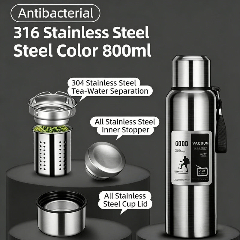 Antibacterial 316 Stainless Steel Vacuum Flask 800ml | Tea Infuser & Insulated Bottle for Hot/Cold Drinks V1188-MS-306-005