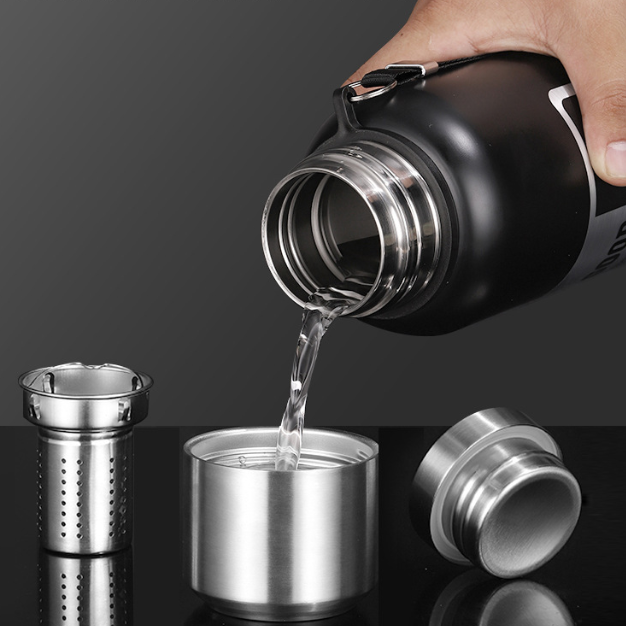 Antibacterial 316 Stainless Steel Vacuum Flask 600ml | Tea Infuser & Insulated Bottle for Hot/Cold Drinks V1188-MS-309-001