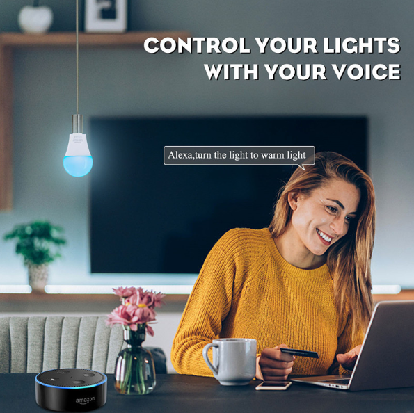 4 Pack Smart Light Bulbs,WiFi & Bluetooth LED Light Bulb That Works with Alexa & Google Home, Color Changing V1188-MS-309-025