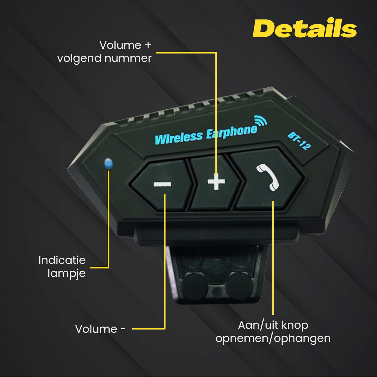 Bluetooth Headset Communication | Motorcycle Helmet | IP67 Waterproof | Motorcycle Accessory | Bluetooth 4.2 V1188-MS-313-0001