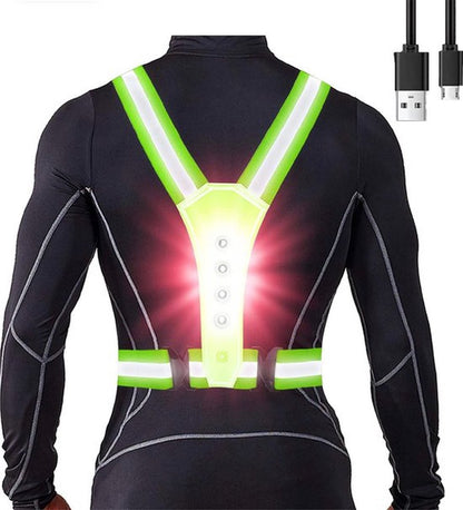 Running Lights - High Quality - LED - USB Rechargeable - Reflective Vest - One Size V1188-MS-313-0002