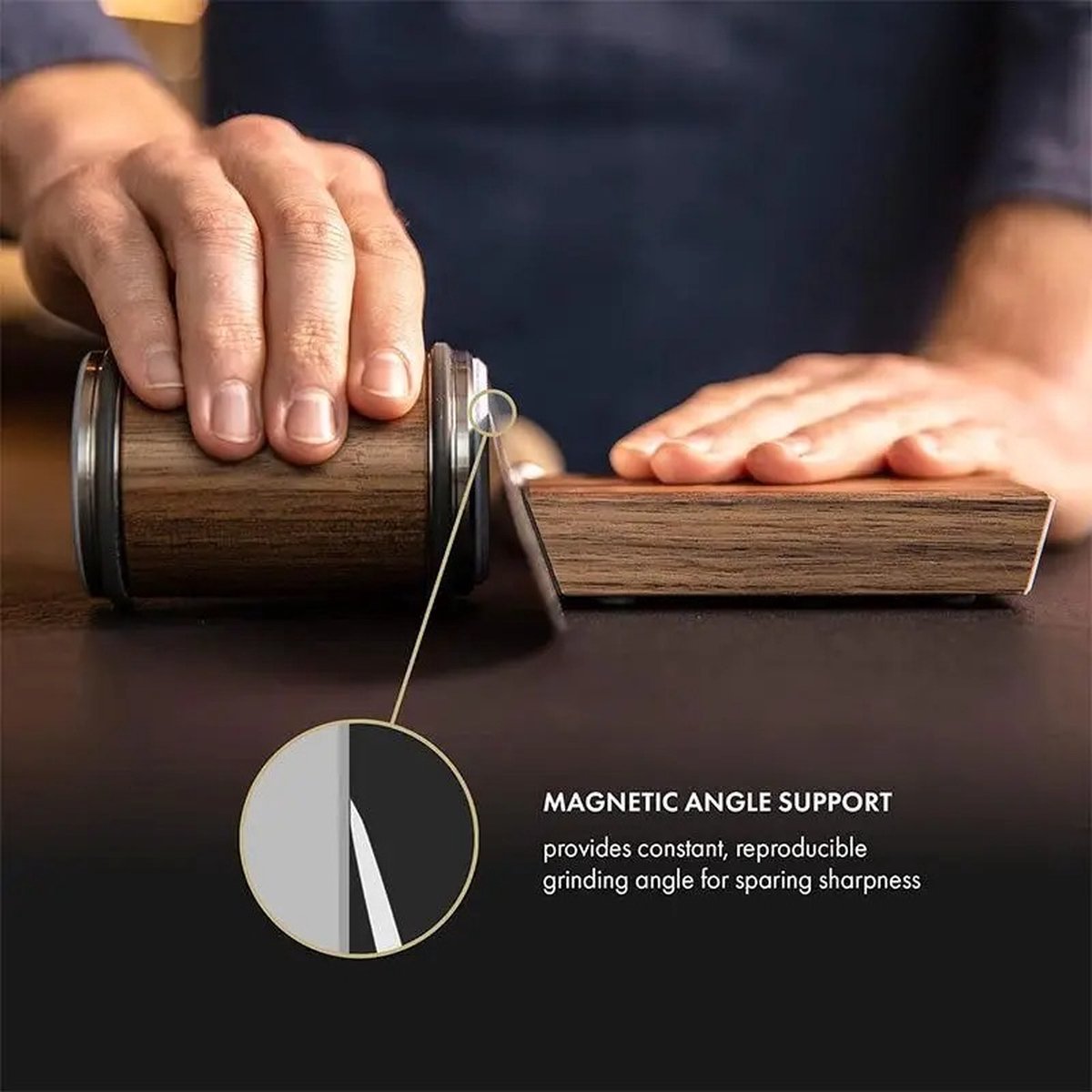 BoerCom Rolling Knife Sharpener, Knife Sharpener, Diamond Disc, Kitchen Knife Sharpening System, 15 degrees V1188-MS-313-0008