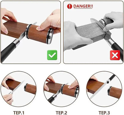BoerCom Rolling Knife Sharpener, Knife Sharpener, Diamond Disc, Kitchen Knife Sharpening System, 15 degrees V1188-MS-313-0008