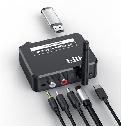Bluetooth Receiver - Bluetooth Receiver for Audio - BT 5.3 - SPDIF/Optical/RCA Output - B35T - Black V1188-MS-313-0014