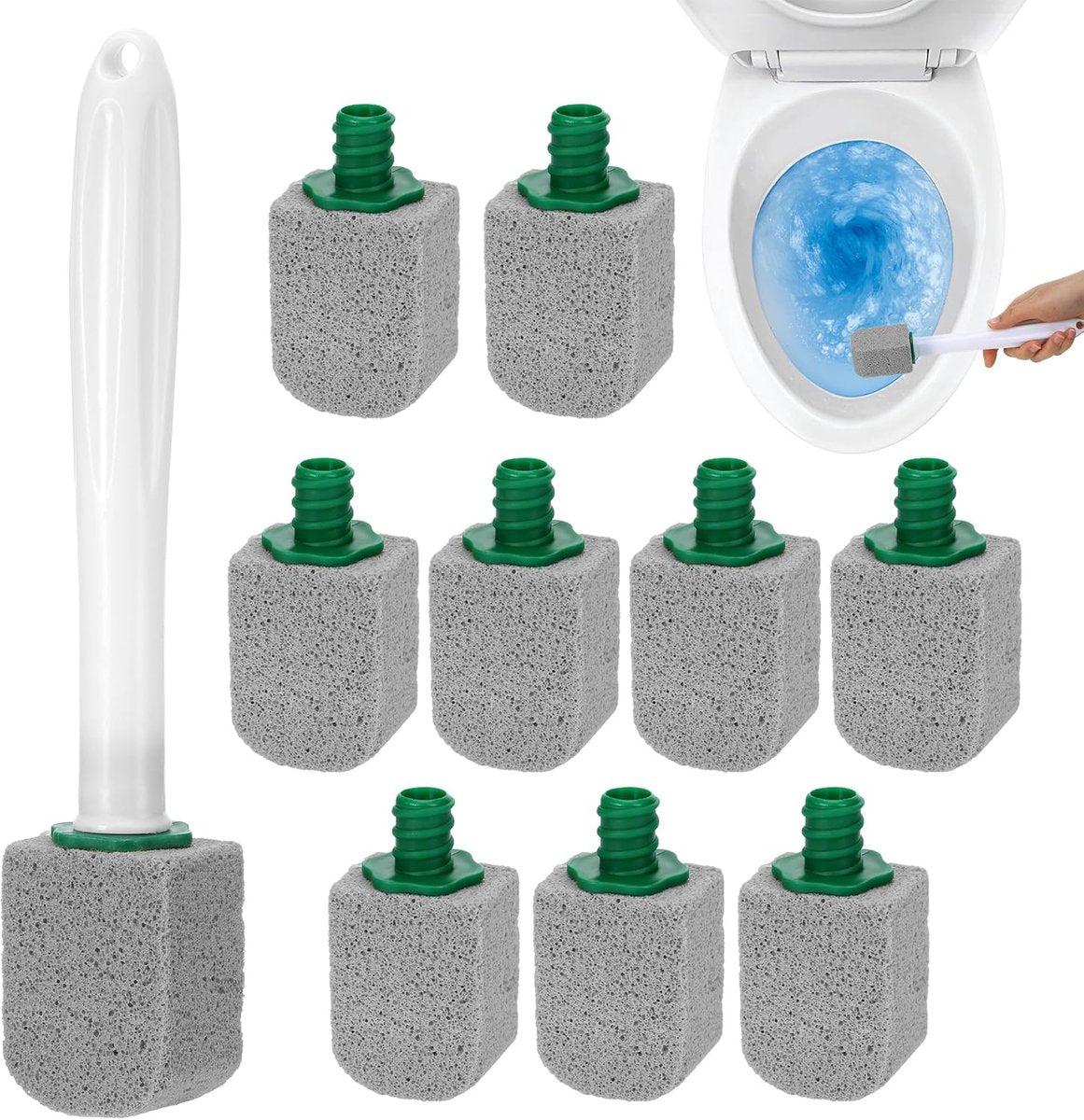 Toilet pumice stone - 10 pieces - Replaceable - Pumice stone stick - Descaler - With handle V1188-MS-313-0018
