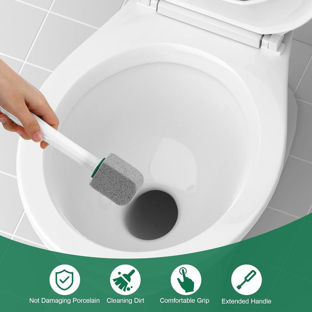 Toilet pumice stone - 10 pieces - Replaceable - Pumice stone stick - Descaler - With handle V1188-MS-313-0018