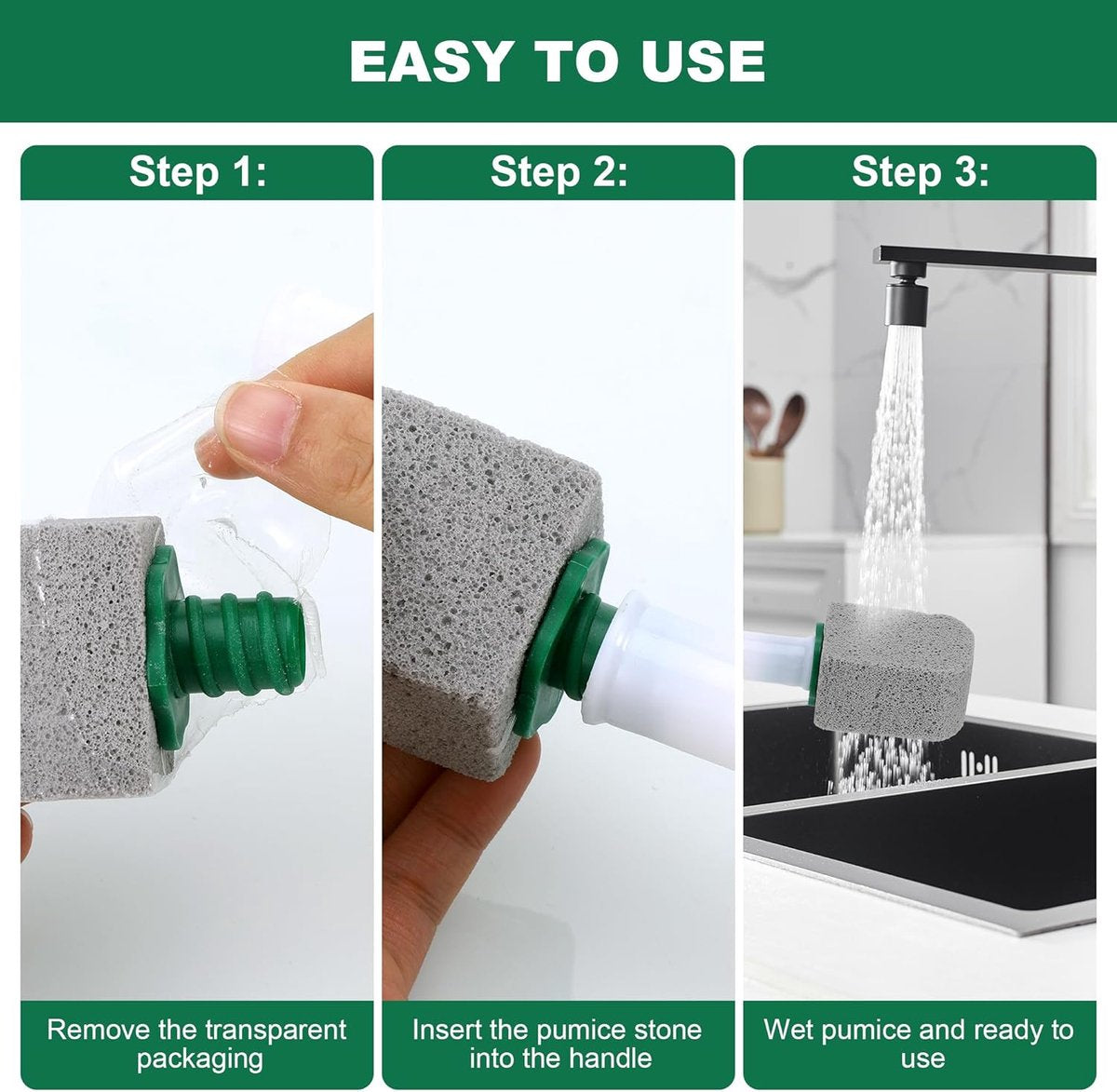 Toilet pumice stone - 10 pieces - Replaceable - Pumice stone stick - Descaler - With handle V1188-MS-313-0018