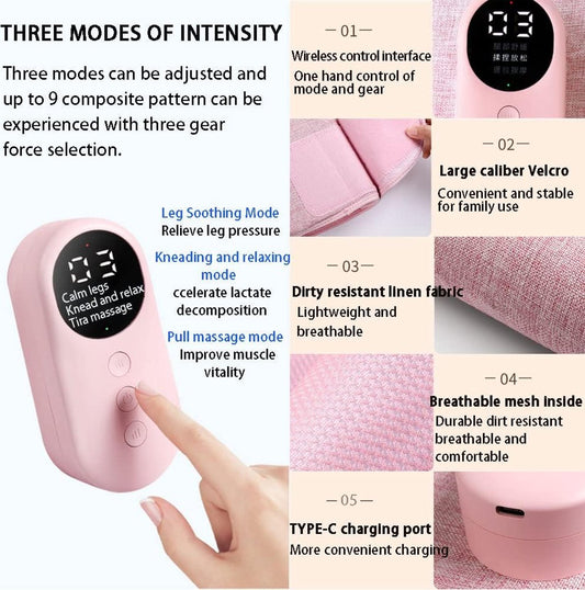 Leg massager - Calf massager - Leg massager for blood circulation - Cordless massage - Air compression - V1188-MS-313-0023