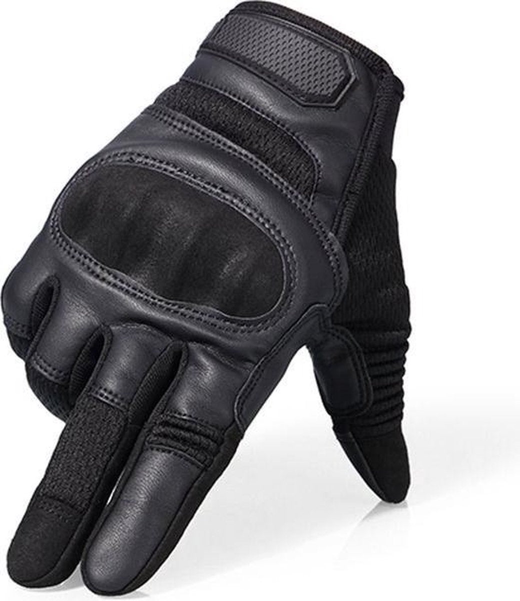 Breathable motorcycle gloves - Black - PU leather - Motorcycling gloves - Size XL - Touchscreen compatible - V1188-MS-313-0025