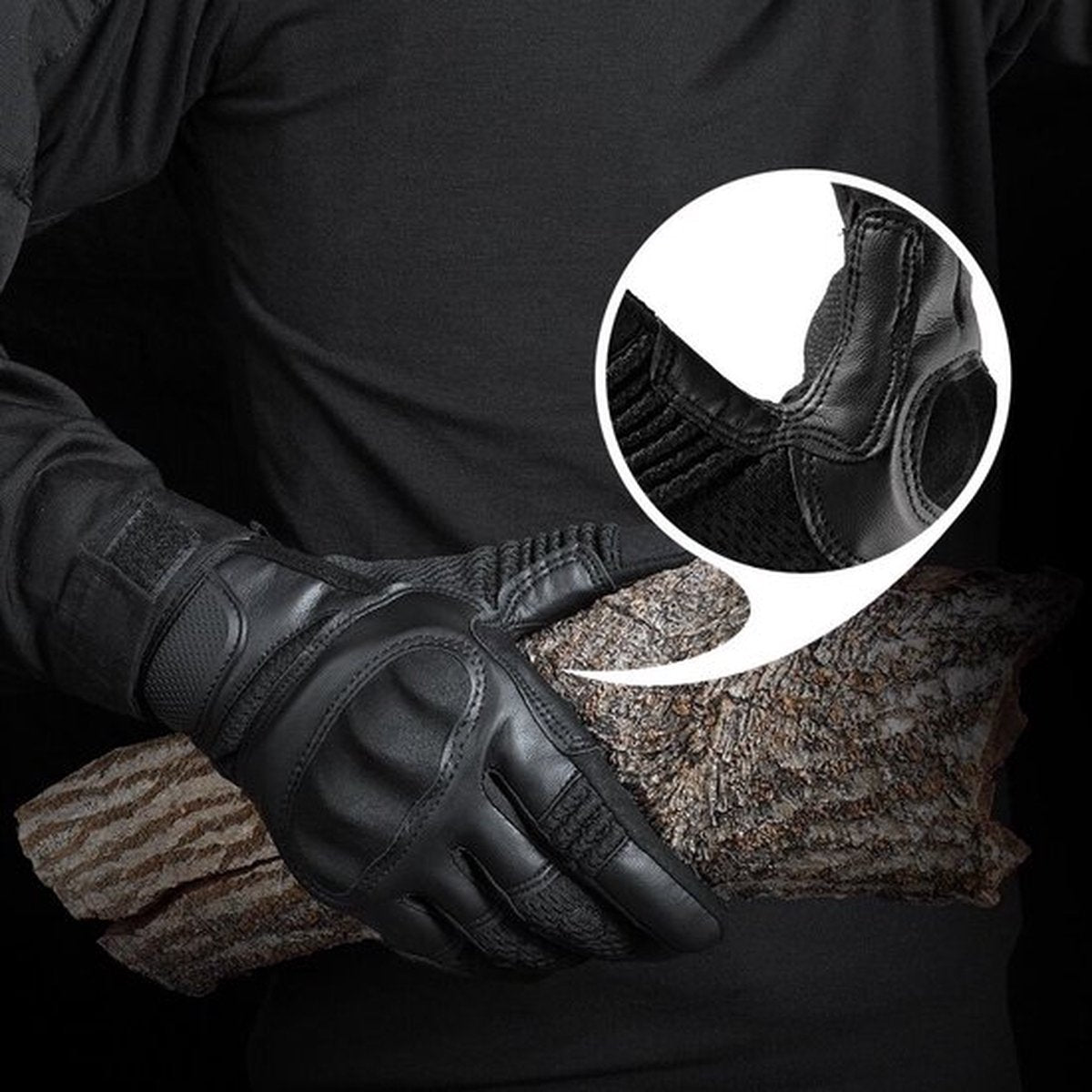 Breathable motorcycle gloves - Black - PU leather - Motorcycling gloves - Size XL - Touchscreen compatible - V1188-MS-313-0025