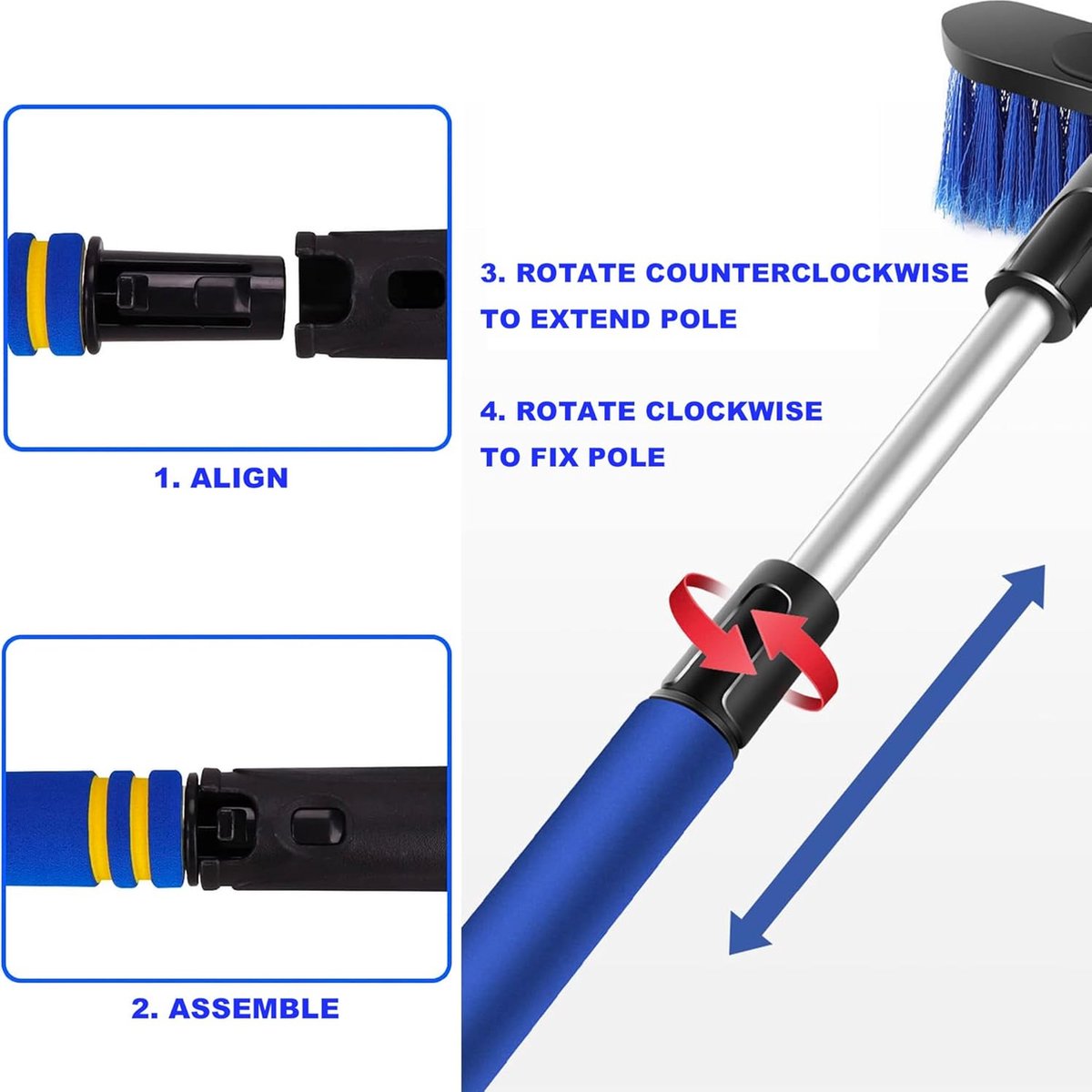 Extendable ice scraper with snow brush - Extra long handle - Telescopic handle - Ice scraper - Snow brush - V1188-MS-313-0026