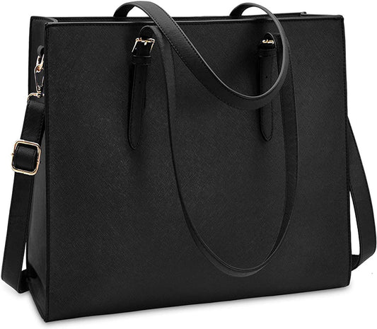 Wrapped Delights - Women's Large Black Shopper Handbag, Leather Shoulder Bag, Work Bag, Large Laptop Bag, V1188-MS-313-0029