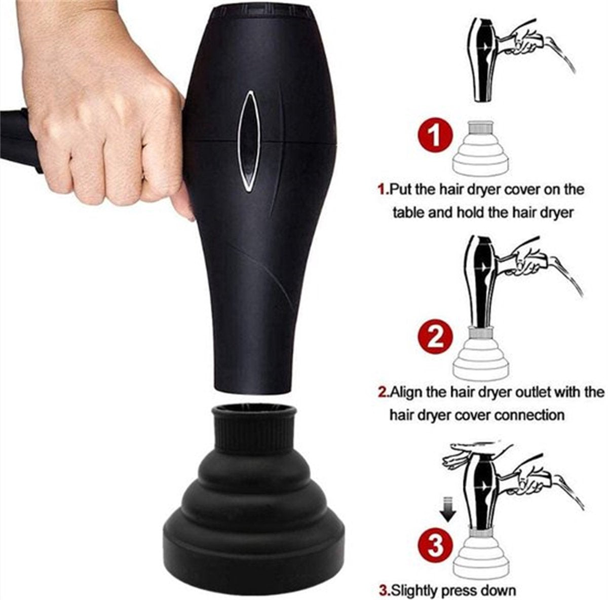 Universal Hair Dryer Diffuser Nozzle - Universal Silicone for Curls, Universal for Brushes V1188-MS-313-0030